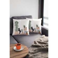 Daders Home Rugviva 2'li Premium Tay Tüyü Leke Tutmaz Kumaş Çift Taraflı Kırlent Yastık Kılıfı Kaktüs 43X43CM KRL444