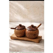 WoodBay Mini Ahşap Palmiye Ağacı Baharatlık 2 Li Set