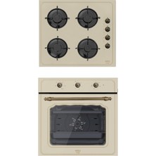 Esty Bej Rustik Ankastre Set Fırın ve Ocak (Vintage Serisi )