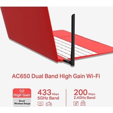 Daders Home MU6H, AC650 Yüksek Kazançlı Kablosuz Çift Bantlı USB Adaptör