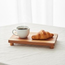 Daders Home Doğal Akasya Ahşap Ayaklı Sunum Standı ve Servis Tepsisi – 25X18 cm Dikdörtgen Yükseltici, Banyo Tezgahı, Mutfak ve Kahve Köşesi Düzenleyici