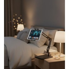 Daders Home Akrobat Masaüstü Tablet ve Telefon Standı – Uzun Kollu Metal Tutucu, 360° Döner Başlık, Yüksekliği Ayarlanabilir, Sallanma Önleyici Sabit Taban, Evrensel Uyumlu Siyah