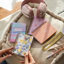 Bistopia 9X14 cm Sert Kapak Spiralli Çizgili 4’lü Cep Not Defteri Seti - Kurdele