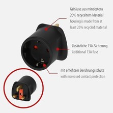 Daders Home Seyahat Fişi/seyahat Adaptörü (Ingiltere Prizi ve Avrupa Fiş Için Seyahat Prizi Adaptörü) Renk: Siyah