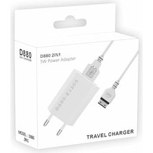 Daders Home 5W 2 In 1 USB Adaptör + Kablo Beyaz D880 (Yerli Üretim)