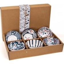 Daders Home 6'lı Desenli Porselen Kase Seti 320 Ml, Çorbalık, Kahvaltılık, Atıştırmalık Kase Hediyelik Kutulu,çok Renkli, FAN06