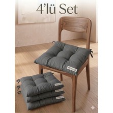MirayRa Tekstil 4 Adet Bağcıklı Sandalye Minderi Seti 40X40 cm - Kare Mutfak ve Balkon Minderi