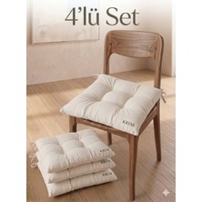 MirayRa Tekstil 4 Adet Bağcıklı Sandalye Minderi Seti 40X40 cm - Kare Mutfak ve Balkon Minderi