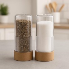 Daders Home Şeffaf Akrilik Ikili Baharatlık – Modern Tasarım Tuzluk ve Biberlik Seti, Mutfak Masası Baharat Düzenleyici