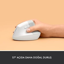 Daders Home Lift Kablosuz Ergonomik Dikey Mouse, 57° Dikey Açı, 4000 Dpı, Sessiz, Küçük ve Orta Eller Için, Bluetooth, Logi Bolt USB Alıcı, 24 Ay Pil Ömrü, Beyaz