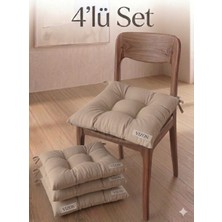 MirayRa Tekstil 4 Adet Bağcıklı Sandalye Minderi Seti 40X40 cm - Kare Mutfak ve Balkon Minderi