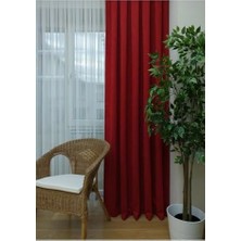 Daders Home Ev Depo Taç Kırmızı Düz Renk Pileli Fon Perde 1/2 5 Normal (Orta) Pile Tek Kanat TACPTKFONPERDE002, Kırmızı, 100 x 250