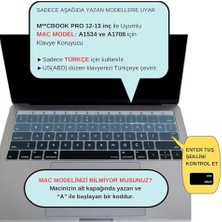 Daders Home Klavye Koruyucu Us Ingilizce Amerikan-Return-Enter-Için Türkçe Çeviri Baskı Pro 13INÇ A1708,  A1534 12INÇ Uyumlu, Ultra Ince Hafif Yıkanabilir Klavye Filmi Siyah Gri