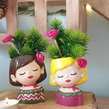 Daders Home Fuşya Çift Bebek Saksi Dekor Mumluk Seti 2 Li Set
