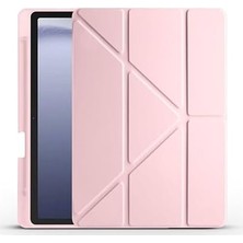 Daders Home Galaxy Tab A9 Plus X210/GALAXY Tab A11+ ile Uyumlu Kalem Bölmeli Trifolding Cover Tablet Kılıf Katlanabilir Standlı Otomatik Uyku Modlu Darbe Emici Ince Tasarım Kumpembe