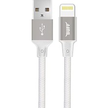 Daders Home Buff BL71 USB To Lightning 2.4A 1.2m Örgülü Data ve Şarj Kablosu (Beyaz)