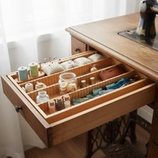 Daders Home Bambu Çekmece Içi Düzenleyici (37.5X25X4 Cm) | 4 Bölmeli, Hareketli Ayırıcılar | Kaşıklık, Dikiş, Ofis ve Mutfak Organizeri