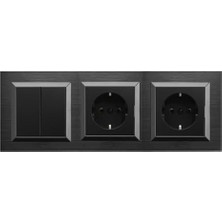 Daders Home Quantum Siyah 3'lü Set Anahtar, Topraklı Priz ve Topraklı Priz Set