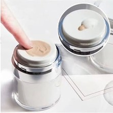 Daders Home 50 ml (Büyük Boy) Havasız Pompa Vakumlu Şişe Kapaklı Yeniden Doldurulabilir Krem Kavanozu,şeffaf Beyaz