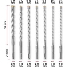 Daders Home Orijinal 7-Parça Sds Plus Uç Seti, 210 mm (40CR Takım Çeliğinden Üretilmiş, Dört Kenarlı Uç, Merkezleme Ucu, Tadilat Veya Betonla Ilgili Montaj Işleri Için) - 49265515