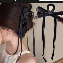 Daders Home Kadın Siyah Fiyonk Kuyruklu Mandal Toka, Kadın Çocuk Mandal Toka, Lastik Toka Seti, Toka Organizer, Kadife Toka