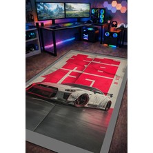 Gxeart Nissan Gtr Spor Araba Kırmızı Tasarım Yıkanabilir Kaymaz Taban Halı
