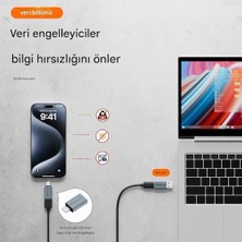 Daders Home USB To Type-C Data Blocker - Veri Engelleyici Mor Otgbu