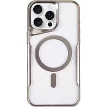 Poyraz Market Newface Apple iPhone 15 Pro Kılıf Boyi Magsafe Silikon Kapak - Gümüş