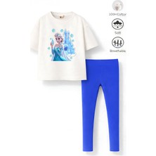 Belya Kids Wear Kız Çocuk Tam Kalıp Üst Oversize Altı Taytlı Sevimli Karaketer TASARIM18 Alt Üst Takım
