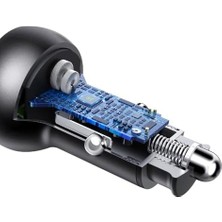 Daders Home CC-6810 30W 1x Type-C 1x USB Girişli Pd3.0 Hızlı Araç Çakmak Şarj, Siyah