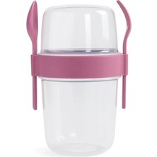 Daders Home Müsli ve Granola Kapsülü, 1100 ml Sızdırmaz Yoğurt Kabı, And Go Kaşıklı Granola Kabı, Pratik ve Taşınabilir Tasarım (Pembe)