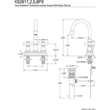 Daders Home KS2611PX Vali Pirinç Açılır ve Porselen Çapraz Saplı 4 Inç Lavabo Bataryası, Parlak Krom