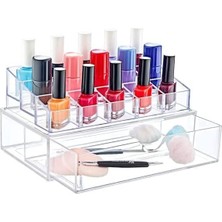 Daders Home Deconox 15 Gözlü Akrilik Çekmeceli Oje ve Manikür Seti, Çekmeceli 15 Gözlü Oje Ruj ve Makyaj Organizeri (613)