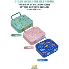 Daders Home Bento 1000ML Lunchbox Tek Katlı 3 Bölmeli Kulplu Abs Plastik Çocuk Sefer Tası Yemek Kutusu (Lacivert)