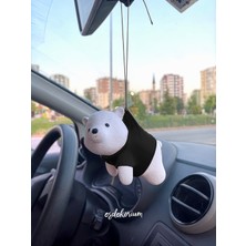 Sevimli Ayıcık Dikiz Aynası Süsü, Siyah Renkli Araba Dekorasyonu