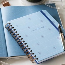 Daders Home Paperora A5 Spiralli Sert Kapak Lastikli Kareli Not Defteri Mavi Nazar