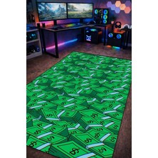 Gxeart Para Desenli Yeşil Grafik Yıkanabilir Kaymaz Taban Halı