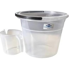 Daders Home Şeffaf Plastik Kova Seti, 2 Parça, Siyah Tutacaklı