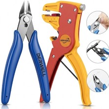 Derwell Metal Yan Kesici - 0.2-6mm Kablo Tel Soyucu Elektrik Teli Kesici Dip Kesimler Için Keski Kablo Sıyırıcı Crimper Sıyırma Kesici Pense