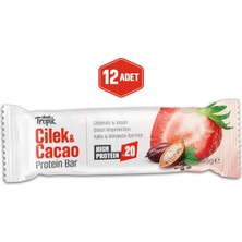 Çilek ve Kakao Aromalı Protein Bar 45 G | Protein Içeren Atıştırmalık ve Sporcu Barı | 12 Adet