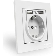 Daders Home Çift Usb'li Topraklı Priz (2.4A Hızlı Şarj+Çocuk Koruma)