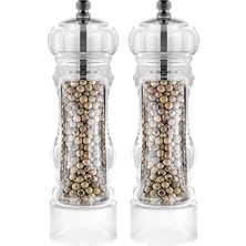 Daders Home Akrilik Tuz Karabiber Değirmeni Öğütücü - Baharat Öğütücüsü, 20 cm 2 Adet, Akrilik Değirmen 20 cm