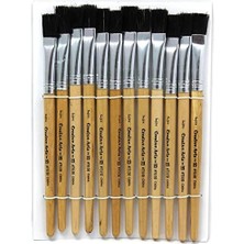 Daders Home Flat Tip Easel Paint Brushes, Short Stubby Handle, 0.50 Inch, Natural Handles, Bristles, 12/pack