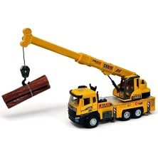 Daders Home Oyuncak Sesli ve Işıklı Metal 1:28 Ölçek Çek Bırak Inşaat Araçları Kapıları Açılabilen Die Cast Model Iş Makinaları (Vinç-1)