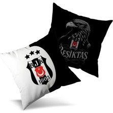 Karkan Tekstil Beşiktaş Yastık - 40 x 40 cm Çift Taraflı Kare Pamuk Polyester Dış Materyal ile Yumuşak