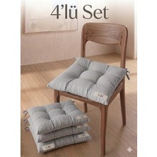 MirayRa Tekstil 4 Adet Bağcıklı Sandalye Minderi Seti 40X40 cm - Kare Mutfak ve Balkon Minderi