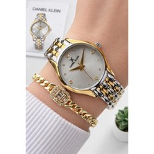 Daniel Klein 2 Yıl Garantili Çelik Kordon 30 mt Suya Dayanıklı Kadın Kol Saati+Bileklik DKK.2.10150-4