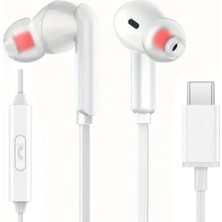 Daders Home Silikon Kablolu Type C Kulaklık Tüm Typec Çıkışlı Cihazlara Uyumlu Tak Çalıştır Tak Kullan Bluetooth Gerekmez Mükemel Ses Bass Tiz Mikrofon Aaa Kalite !!! TC21 Beyaz