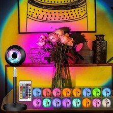 Daders Home Rgb Sunset Gün Batımı Projektör, 16 Renk Modlu, LED Ambiyans Işığı, Hd Kristal Lens, 360° Döner Başlık, Uzaktan Kumandalı, Ayarlanır Parlaklık, Fotoğraf ve Sosyal Medya Için Dekoratif Lamba