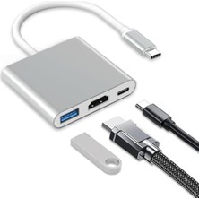 Daders Home USB 3.1 Type C To HDMI USB 3.0 Çevirici Dönüştürücü Adaptör Kablosu Adaptör USB C HDMI 3-In-1, Lightning - HDMI Kablosu, Tv Için, Usb-A 3.0, Tak ve Çalıştır (AL4962)